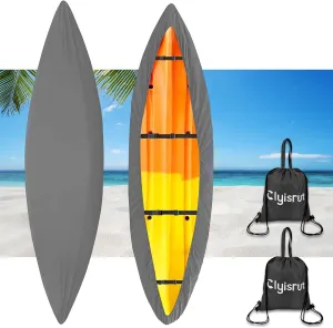 10-16FT Waterproof Kayak Covers for Outdoor Storage, Canoe Cover Accessories, Boat Cover Oxford Shade Marine Cockpit Dust Cover UV Protection Ultra Sunblock Shield for Fishing Boat Kayak Canoe