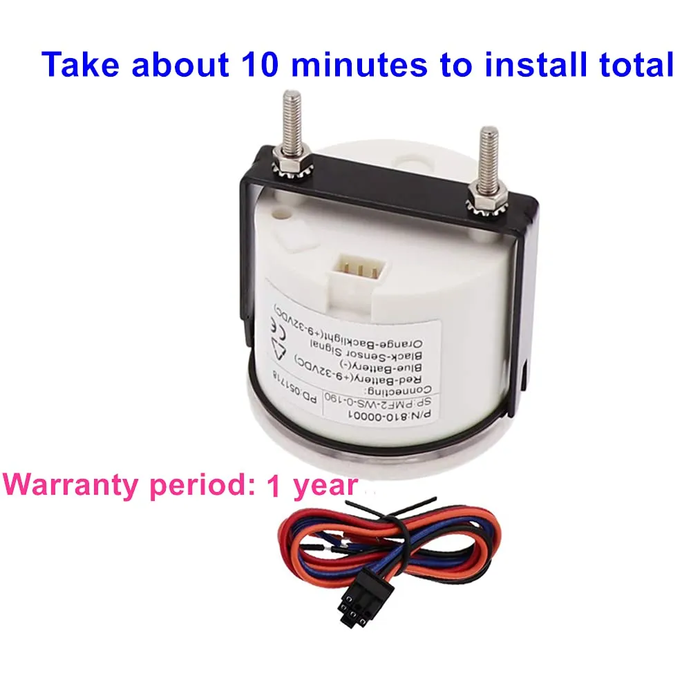 100TECH Marine Gas Fuel Gauge for Boat Fuel Level Gauge for Car Truck Vehicle Diesel Aftermarket Gauge for Truck Vehicle SUV Automotive Replacement Fuel Level Gauge with Backlight 240-33ohm White