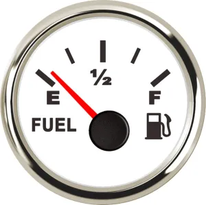 100TECH Marine Gas Fuel Gauge for Boat Fuel Level Gauge for Car Truck Vehicle Diesel Aftermarket Gauge for Truck Vehicle SUV Automotive Replacement Fuel Level Gauge with Backlight 240-33ohm White