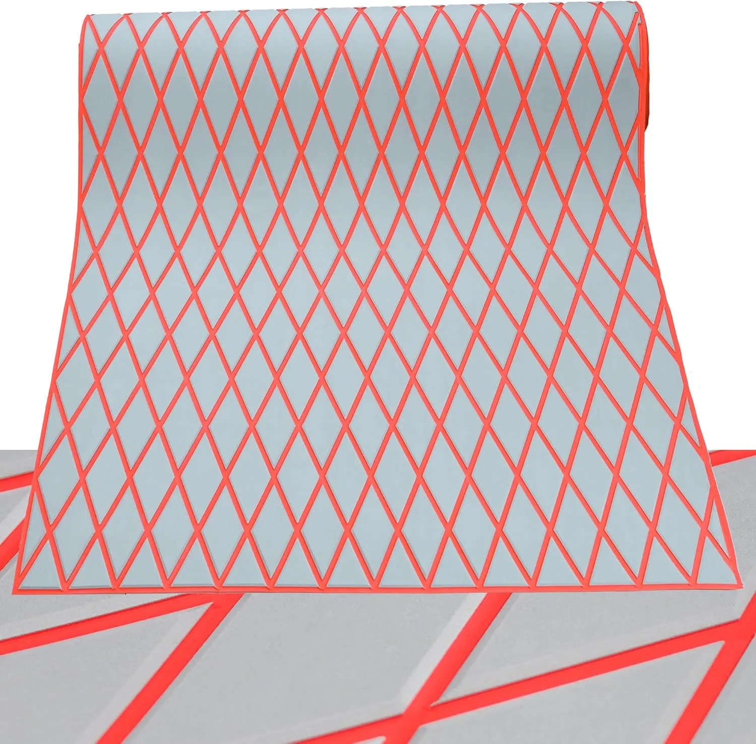 102.3" X45.2” Diamond Pattern Sea Deck Self-Adhesive Boat Flooring Eva Foam Decking Marine Non-Slip for Motorboat Fishing Boat Yach