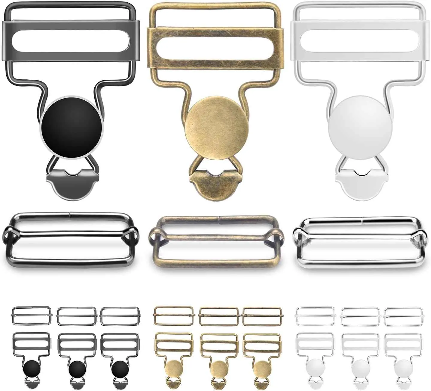 12 Sets Metal Overalls Buckles Buttons for Jeans Suspender