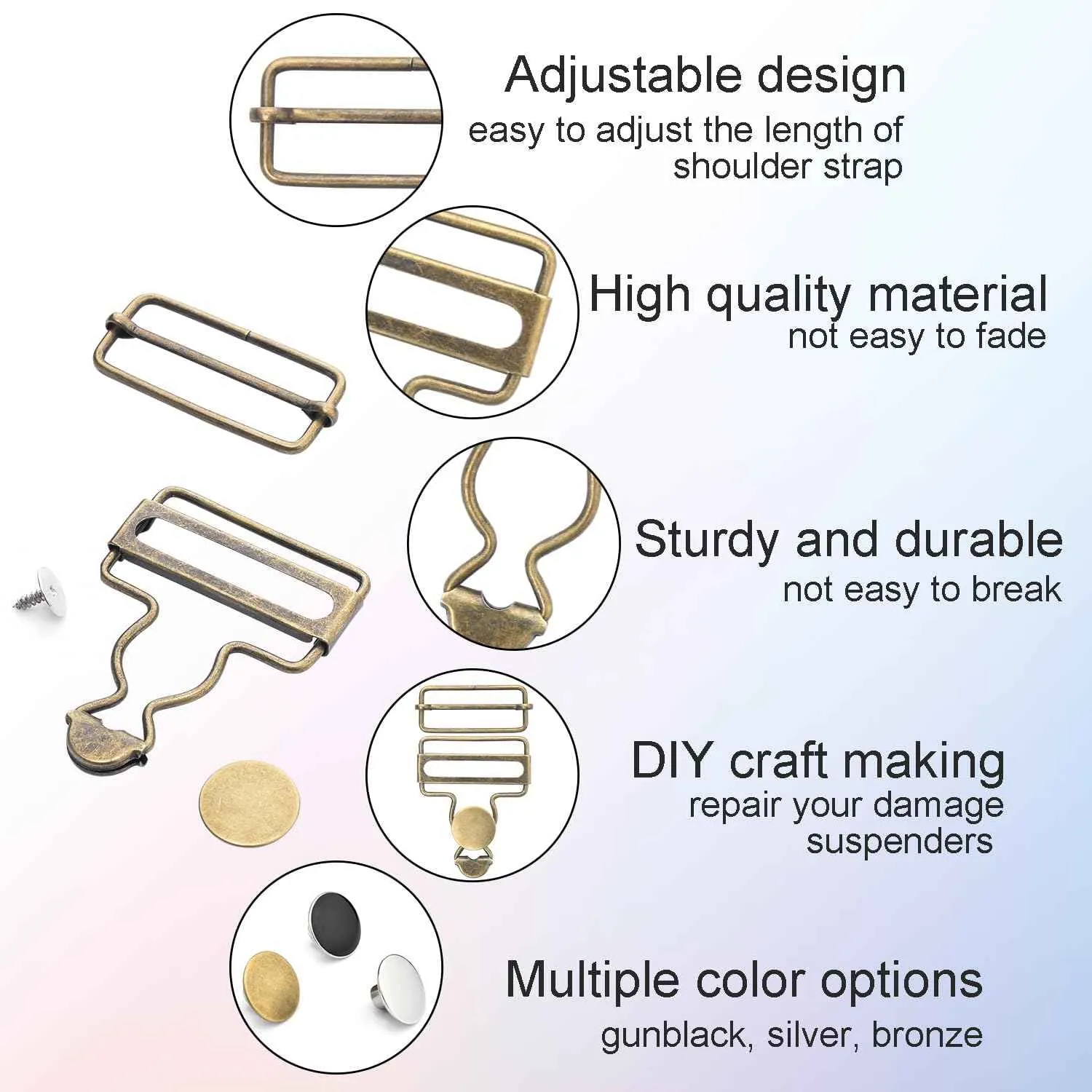12 Sets Metal Overalls Buckles Buttons for Jeans Suspender