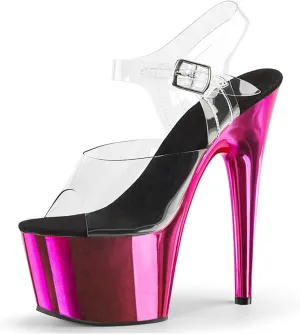 17CM Electroplating Waterproof Platform Transparent Surface Stiletto Sandals Nightclub Catwalk Banquet Women's Shoes Sexy Steel Tube Shoes