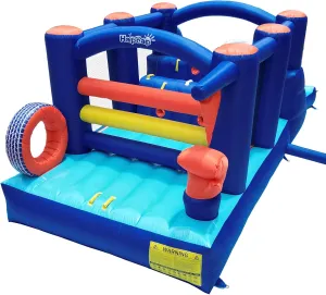18' x 7.5' Inflatable Obstacle Course Bounce House for Big Kids,Wide Slide,2 Climbing Walls,Jumping Area,Simple Boxing Theme for Backyard Party