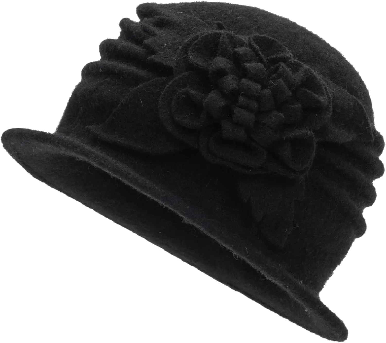 1920s Bowler Cloche Bucket Hat for Woman - Winter Warm Church Derby Fedora Hat with Bowknot