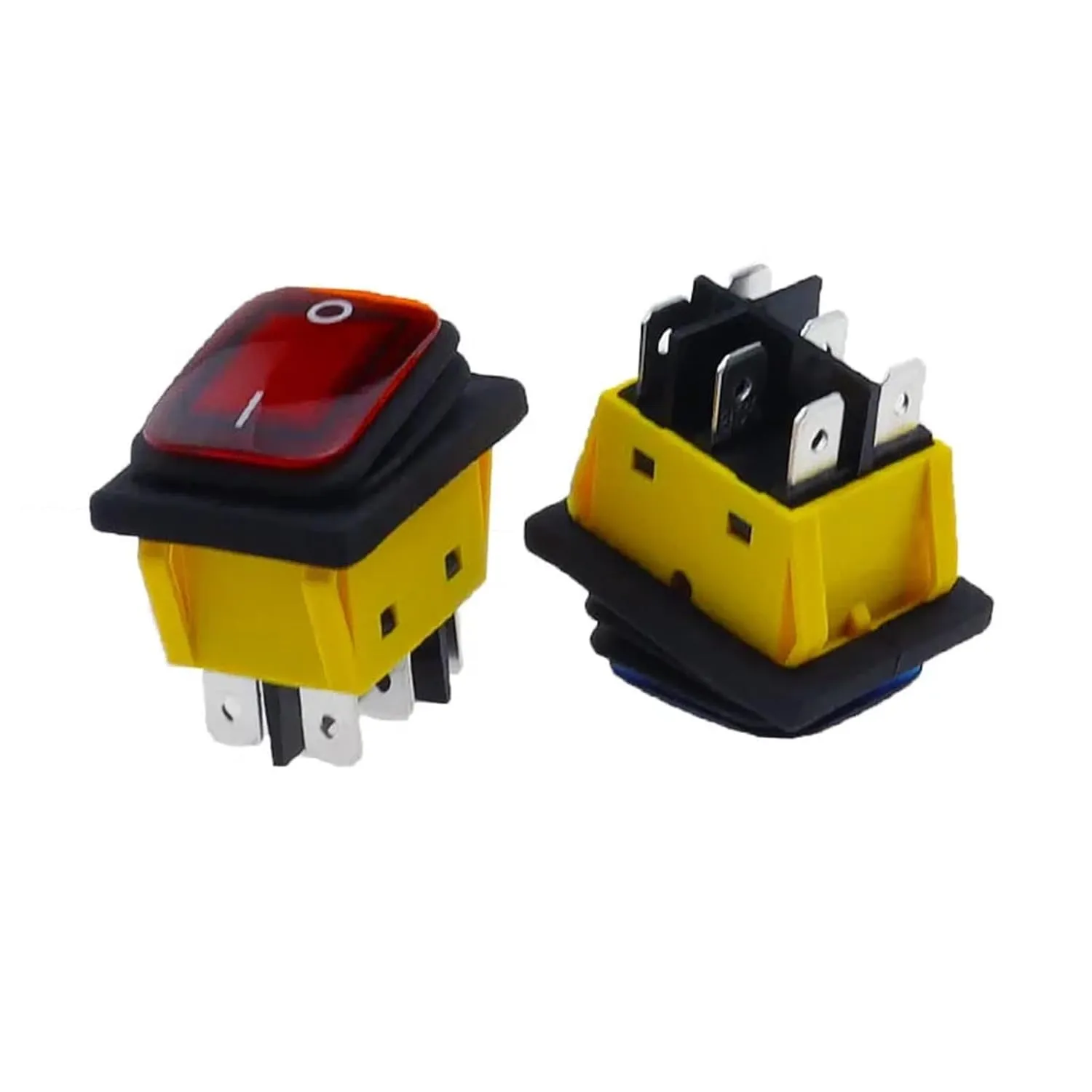 1PC KCD4 ONOFF 30A/250V Heavy Duty 6 Pin DPST IP67 Sealed Waterproof T85 Auto Boat Toggle Rocker Switch with LED 12V 220V(Black,12-24V)