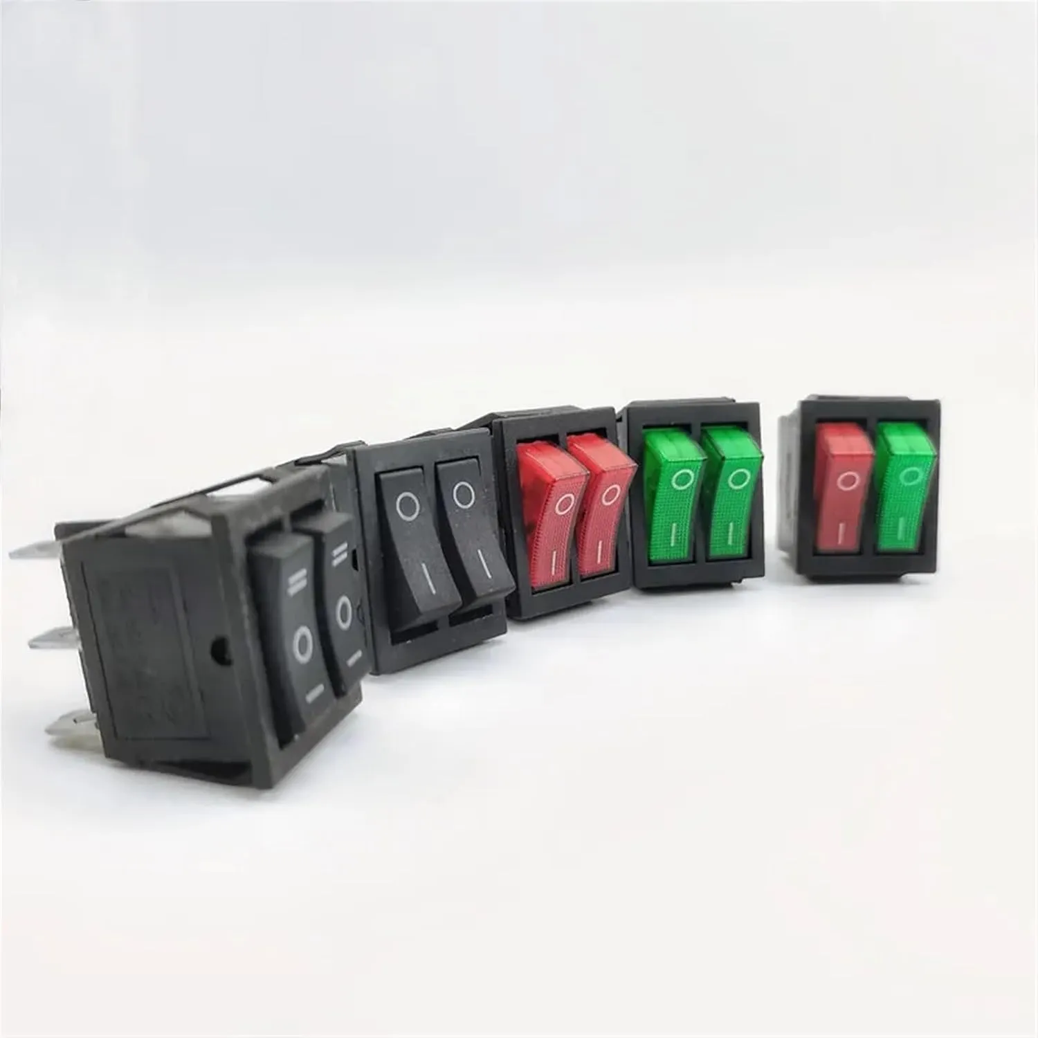 1PCS KCD8 6PIN 16A 250V 20A 125V Double Light Switch Rocker Switch Waterproof ON-Off KCD6 Boat Power Switch(Waterproof Cap)