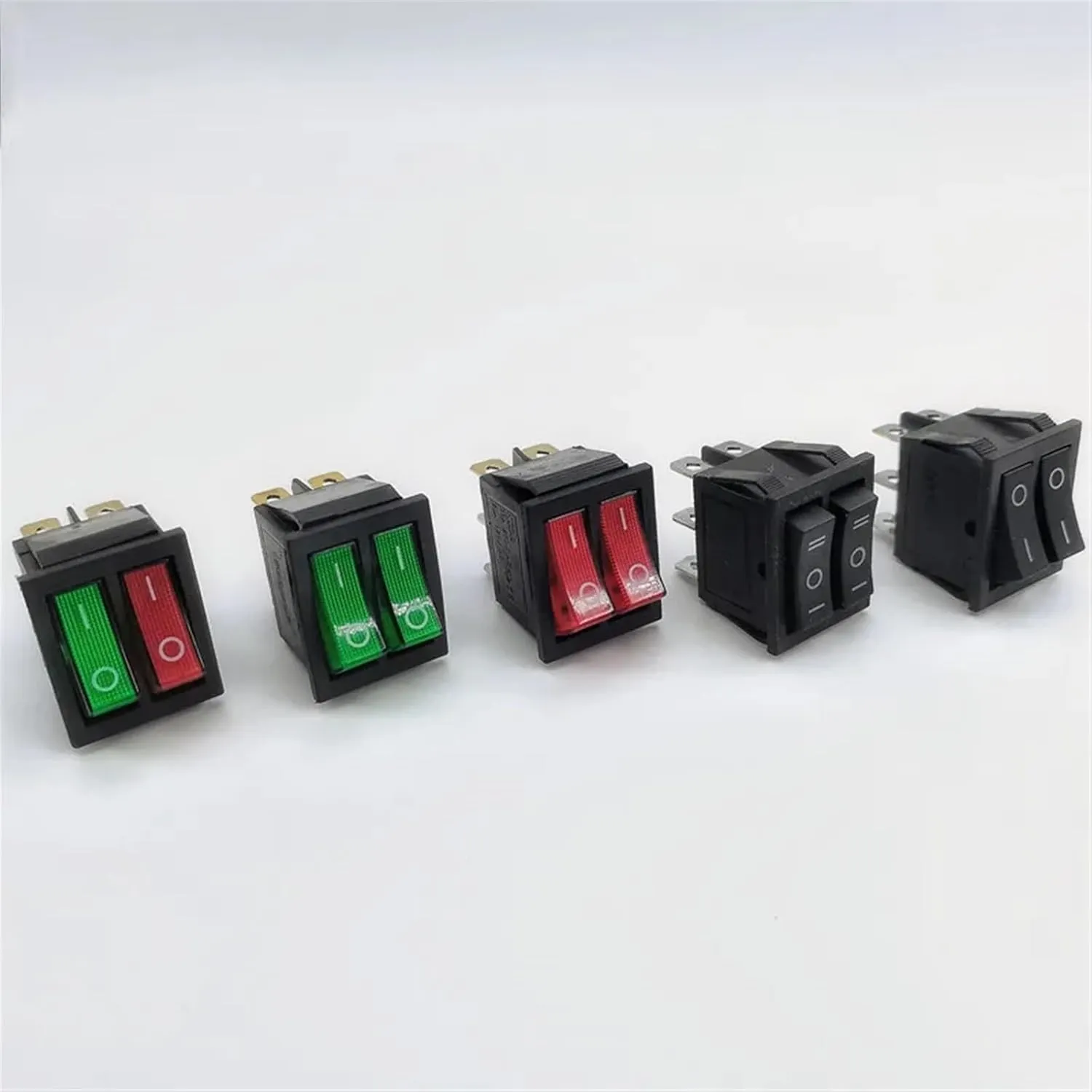 1PCS KCD8 6PIN 16A 250V 20A 125V Double Light Switch Rocker Switch Waterproof ON-Off KCD6 Boat Power Switch(Waterproof Cap)