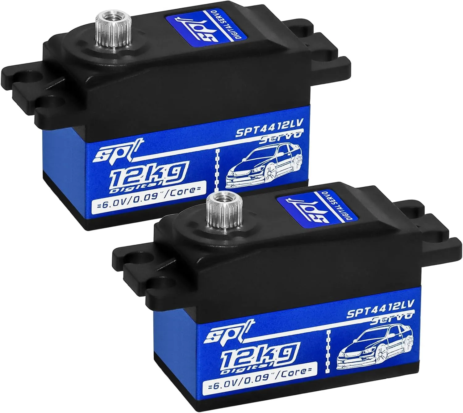 2PCS 12kg Low Profile Servo RC Digital Servo High Torque Full Metal Gear & Steering Servo Arm for 1/10 RC Car