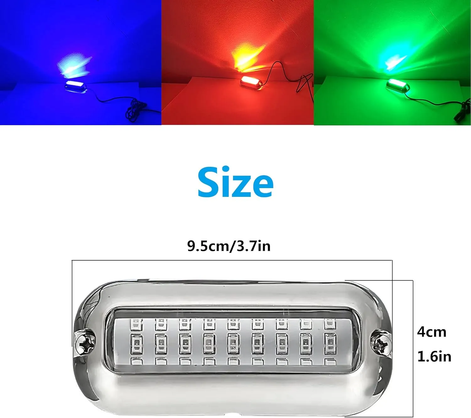 2Pcs 27 LEDs Blue Marine Boat Lights,IP68 Waterproof Underwater Boat Trailer Light Pontoon Boat Transom Lights Stern Navigation Light Boat Interior Deck Lights 10-30V DC