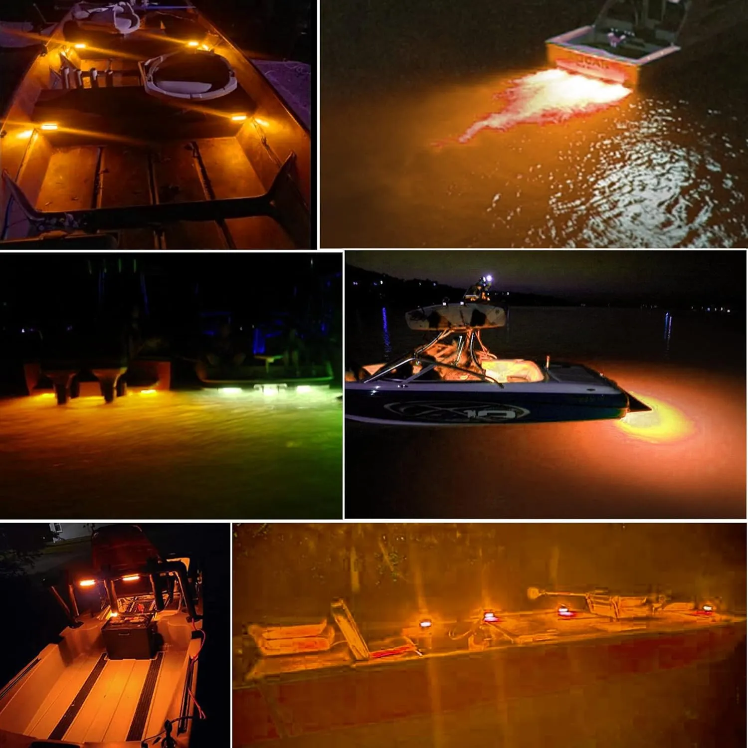 2Pcs 27 LEDs Marine Boat Lights,IP68 Waterproof Underwater Boat Trailer Light Pontoon Boat Transom Lights Stern Navigation Light Boat Interior Deck Lights 10-30V DC (Amber)