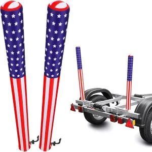 2PCS 48" USA Boat Trailer Guide Pole Cover, Heavy Duty Neoprene Canvas Boat Trailer Capped Guide Pole Pad Cover, Waterproof Marine Trailers Guidence Poles Cover for Fishing Boats Sailboat Trailers