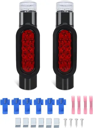 2PCS Boat Trailer Guide on Post Pipe Light Set, (DOT SAE APPROVED) IP67 Waterproof Black Boat Trailer Guide Pole Lights, 12V LED PVC Pipe Lights, Sealed Submersible Turn Signal Brake Marker