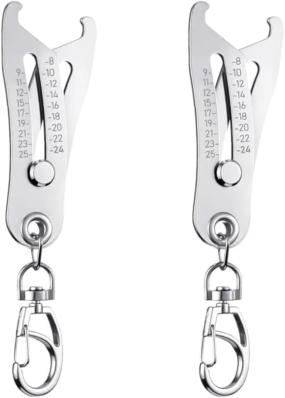 2PCS Portable Precise Thread Size Checker Keychain, Bolt Size Finder Keychain, Thread Verification Tool for Fast and Precise Measurement
