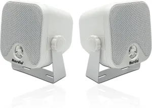 4" Heavy Duty Waterproof Boat Marine Box Outdoor Speakers Surface Mounted for Skid Steer ATV UTV RZR Golf Cart (White)