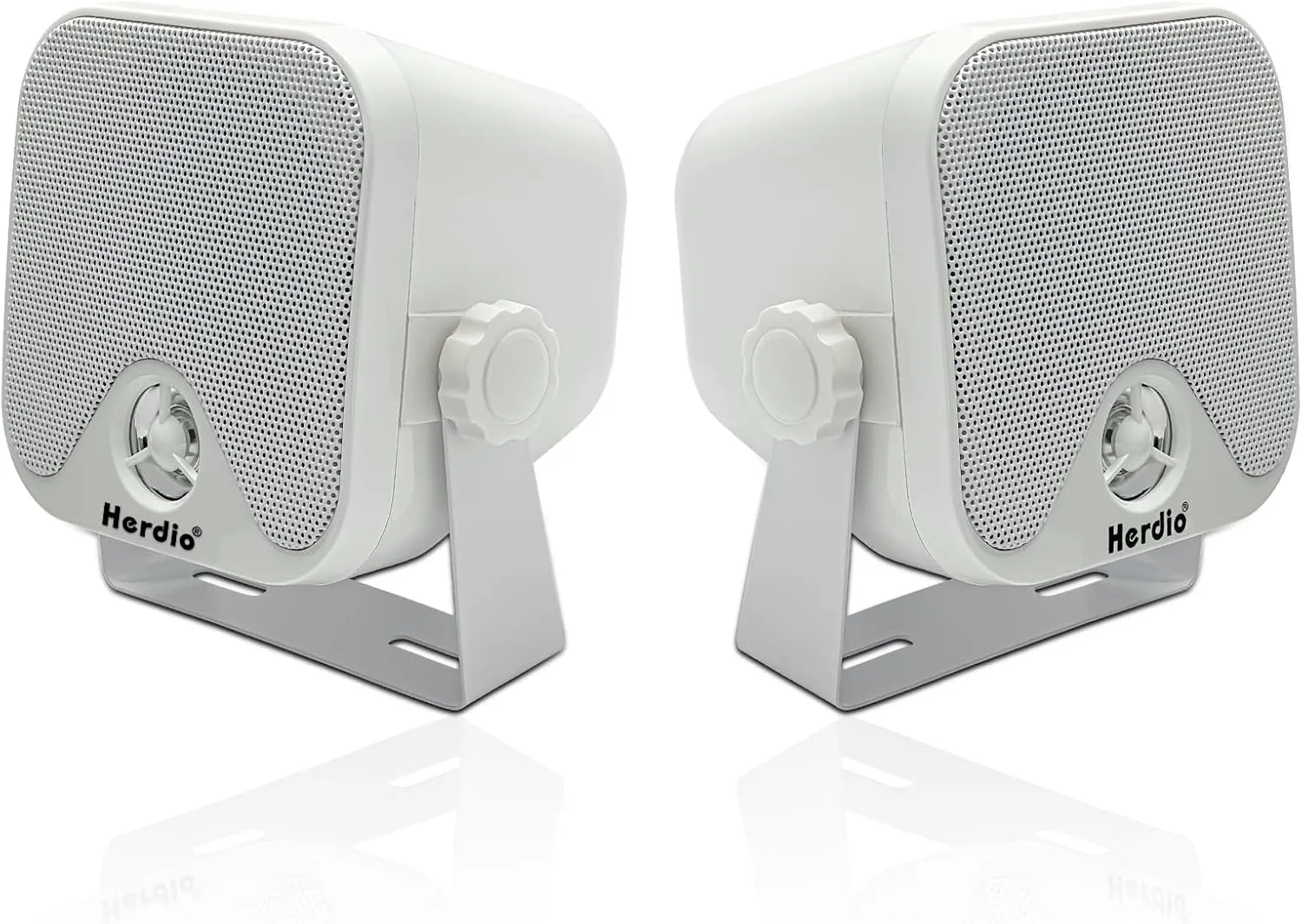 4" Heavy Duty Waterproof Boat Marine Box Outdoor Speakers Surface Mounted for Skid Steer ATV UTV RZR Golf Cart (White)
