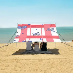 4th Of July Bow Stripes Beach Camping Tent Sun Shelter for Whole Family, Independence Day Beach Shade Canopy with UPF50  UV Protection,Easy Set Up and Carry,Outdoor Shade for Trips, Fishing, Bac