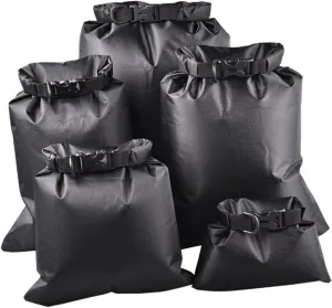 5PCS Dry Bag Multifunctional Storage Pouches for Camping Boating Kayaking Rafting Durable Black Bags for Valuables Essentials