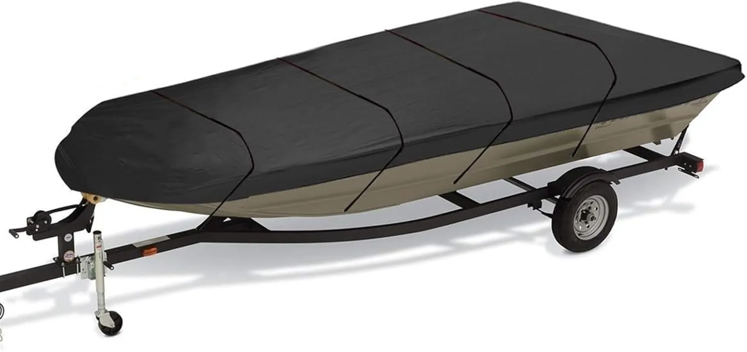 600D Waterproof Jon Boat Cover Heavy Duty Marine Boat Sunshade Dust-Proof Anti-UV Protection 12Ft/14Ft/16Ft/18Ft(16Ft)