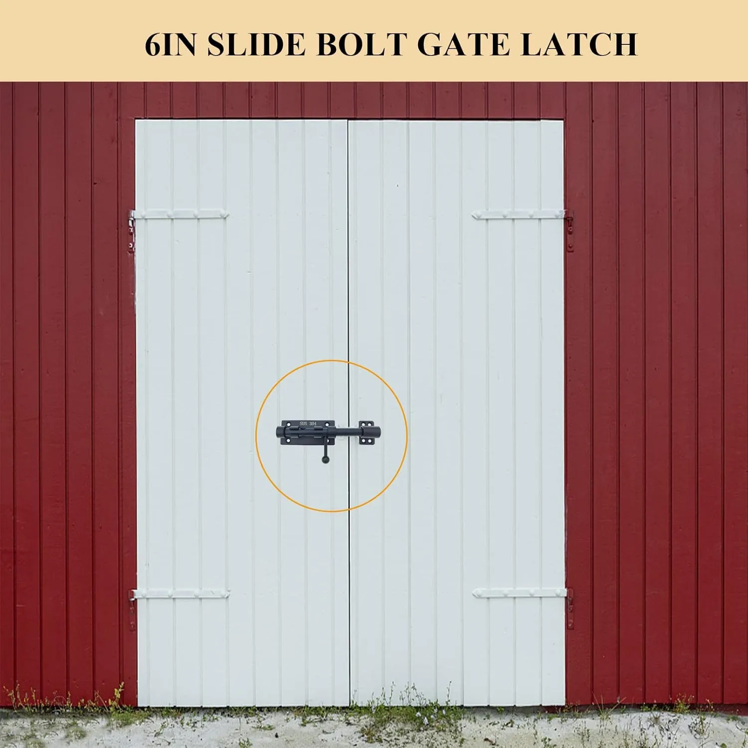 6in Slide Bolt Gate Latch 304 Stainless Steel Barrel Bolt Latch Heavy Duty Door Security Lock Thickened Door Latches Hardware with Mounting Screws for Barn Fence Shed Basement