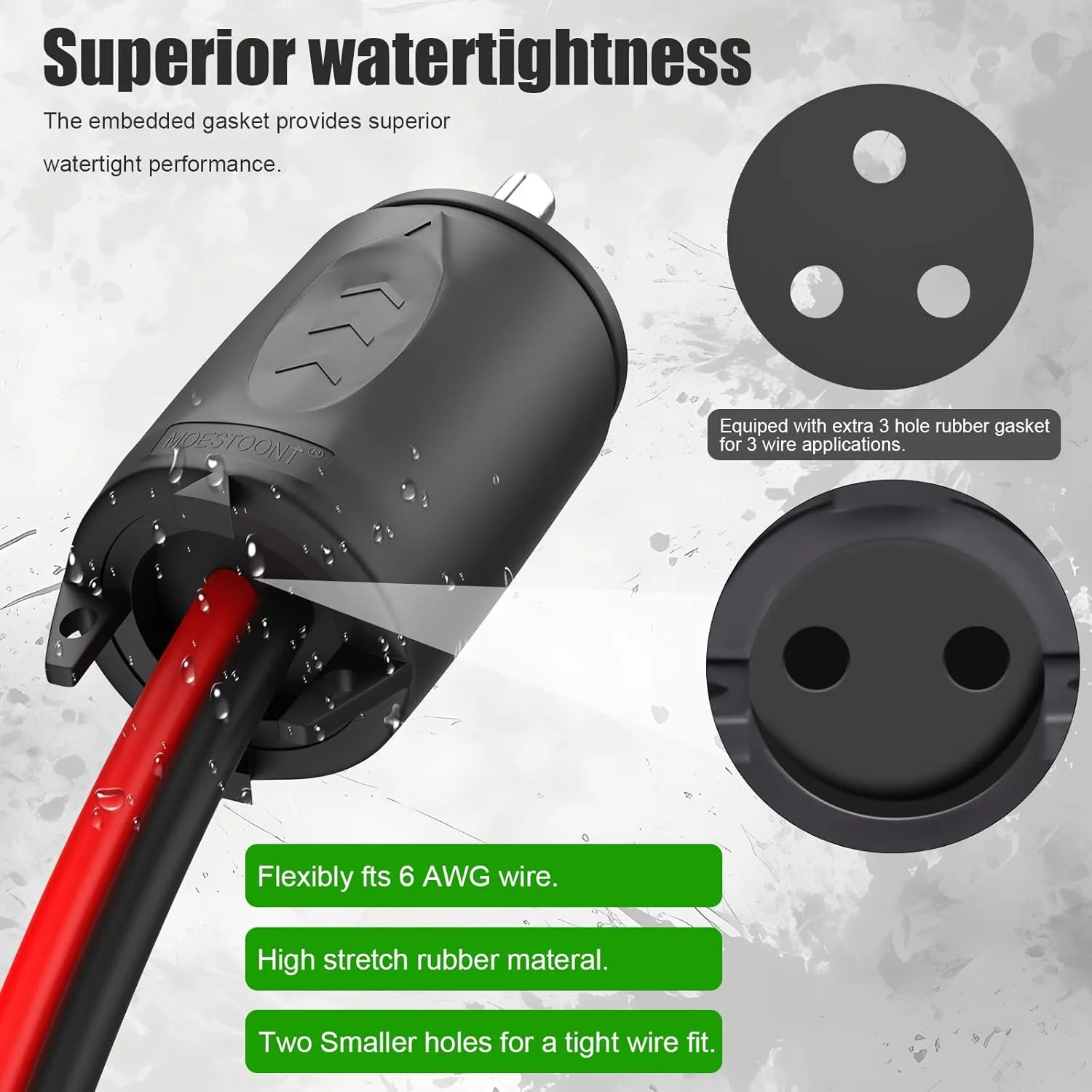 70A Trolling Motor Plug & Receptacle for 2 or 3 Wire 12-48V Systems Compatible with Minn Kota Marine Boat, Watertight Heavy Duty Electrical Power Connector Black