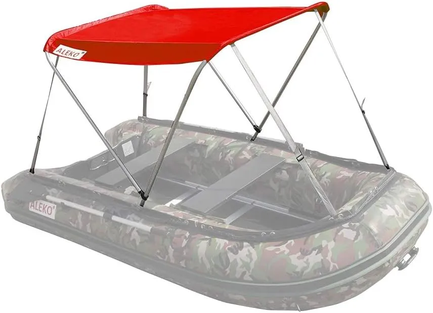 ALEKO Boat Bimini Top Canopy Tent Summer Sun Shelter Sunshade | for 10.5 ft Long Inflatable Boats | 4.4 x 3.4 Feet | Color Red | BSTENT320R
