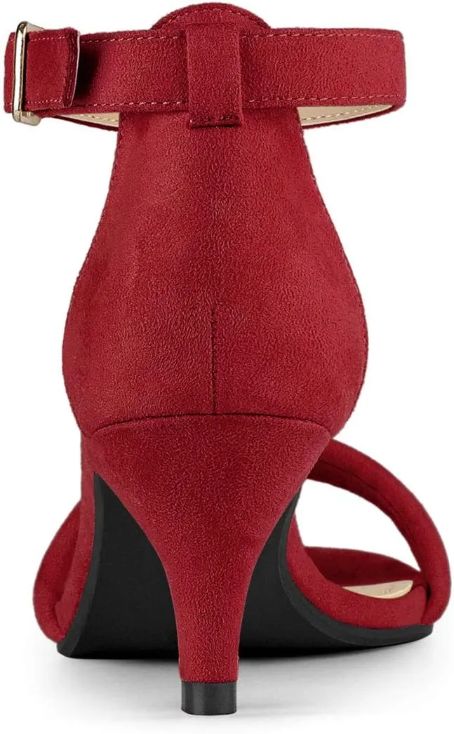 Allegra K Women's Kitten Heel Ankle Strap Sandals Shoes
