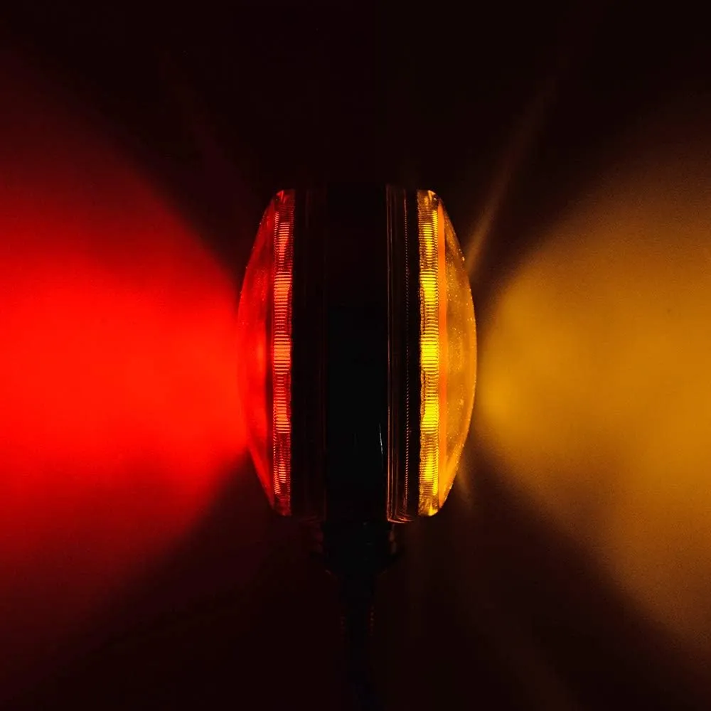 Astra Depot 2pcs Round 42-LED Red Amber Double Face Waterproof Stop Tail Side Marker Turn Signal Pedestal Fender Lights Compatible with Peterbilt Kenworth Freightliner Volvo Truck Trailer