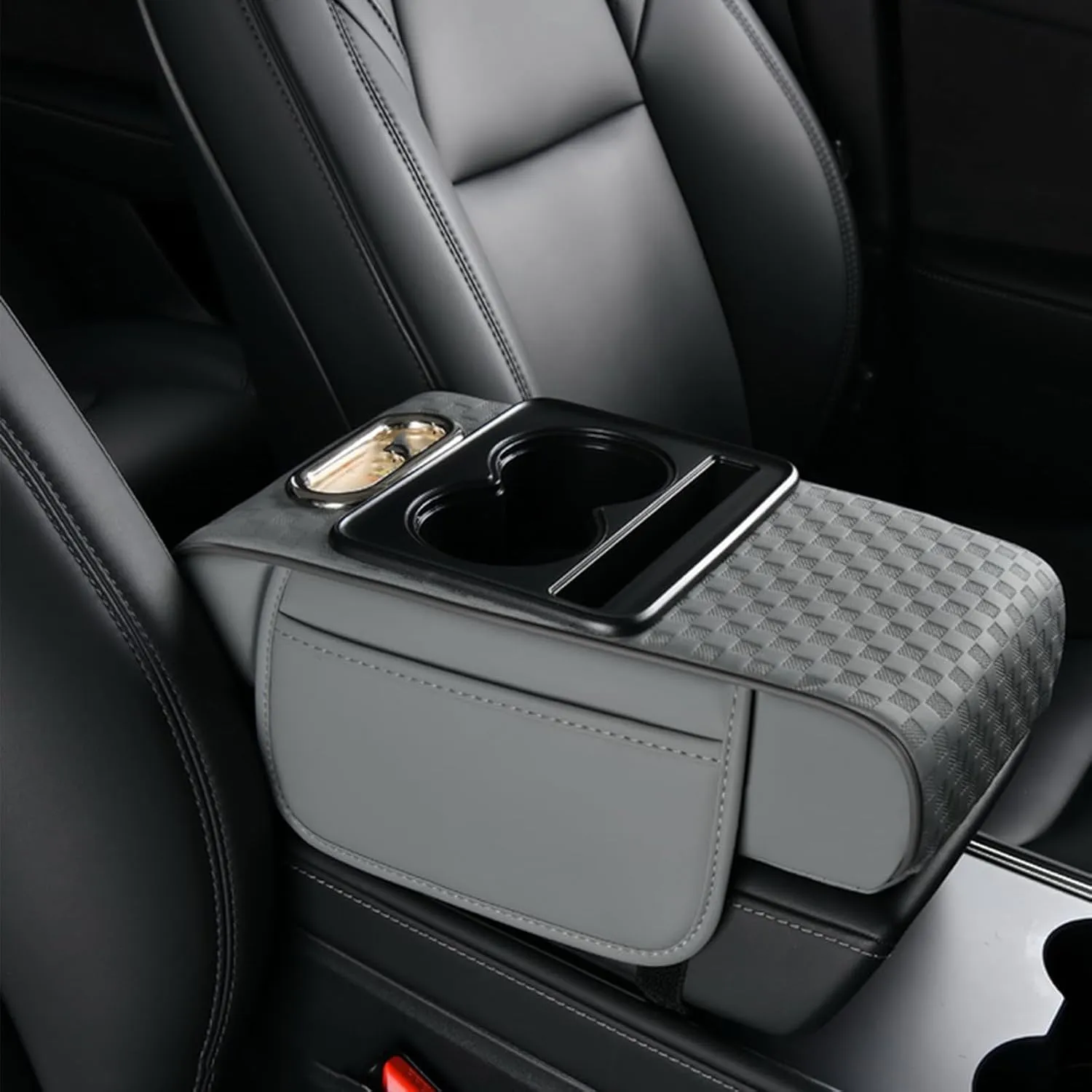 Automotive Armrests Leather Box for Opel Vauxhall Vectra Caravan C B 1997-2008 Arm Storage Box Multifunctional Watertight Car Center Console Cover,Grey-35 * 18 * 8CM
