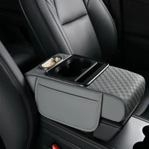 Automotive Armrests Leather Box for Opel Vauxhall Vectra Caravan C B 1997-2008 Arm Storage Box Multifunctional Watertight Car Center Console Cover,Grey-35 * 18 * 8CM