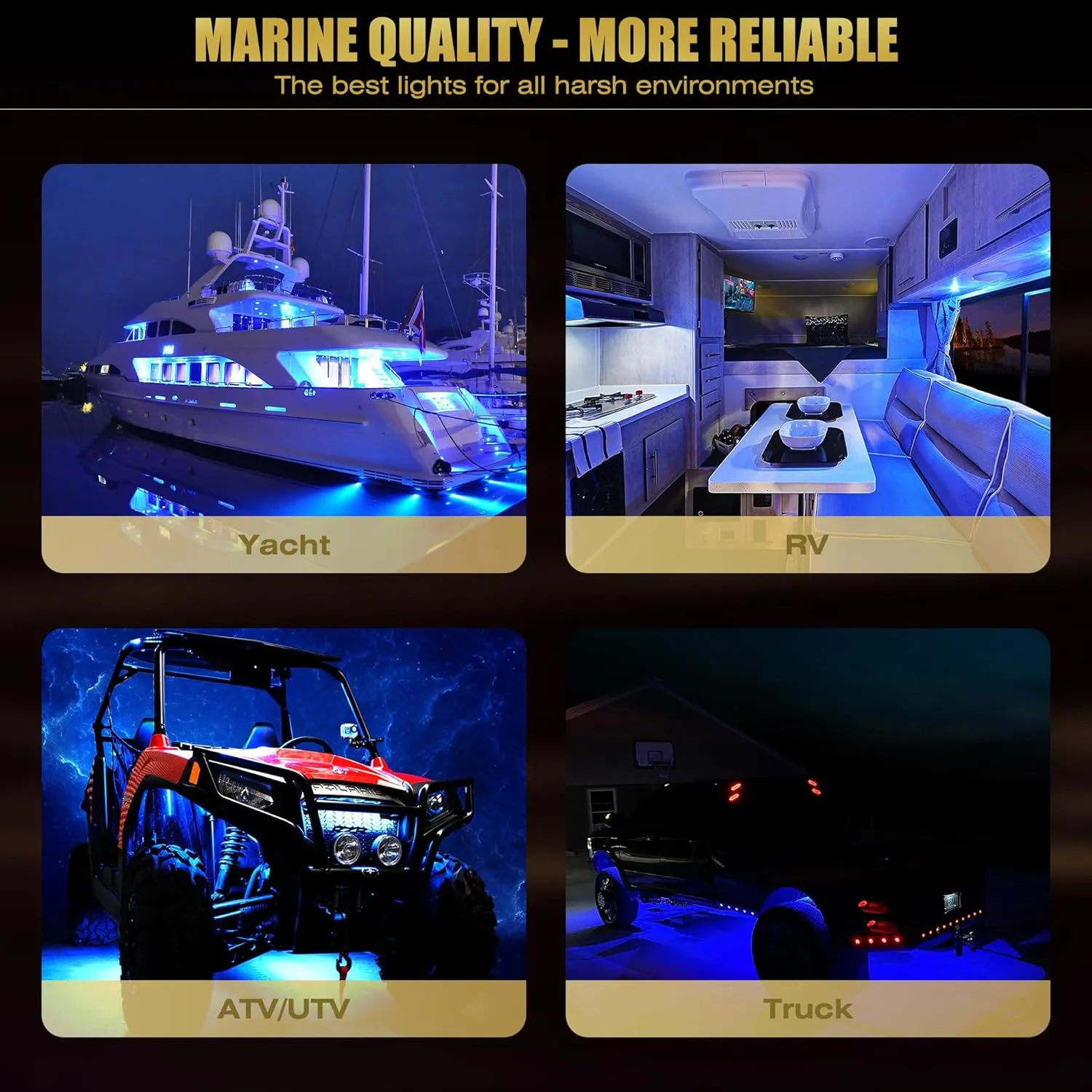 B5 Underwater Boat Lights, Blue 2x3000LM DC10-30V IP68, 316L Shell & Clear Lens, Marine Waterproof Lights for Yacht Boat Transom Pontoon Exterior Interior Deck Stern RV Fishing (B5-3)