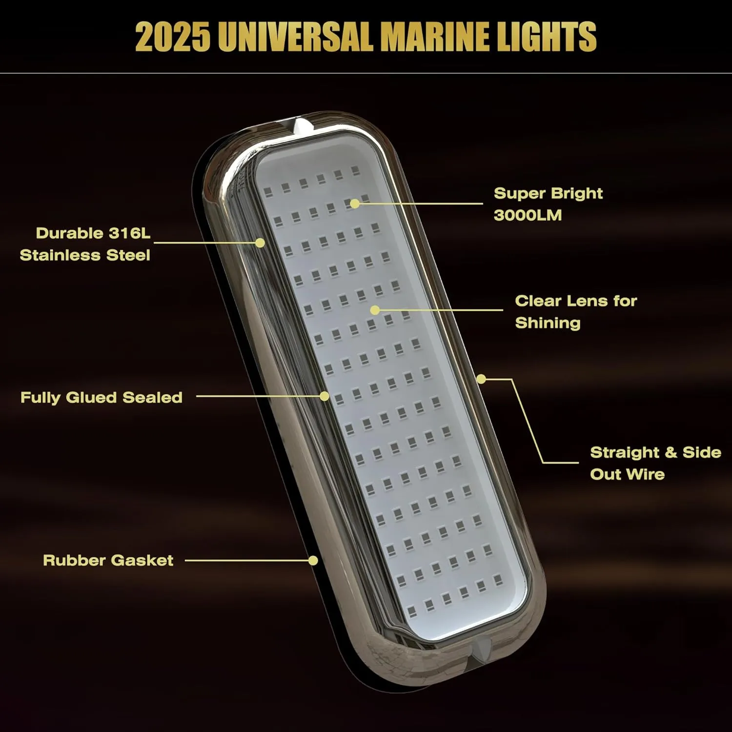 B5 Underwater Boat Lights, Blue 2x3000LM DC10-30V IP68, 316L Shell & Clear Lens, Marine Waterproof Lights for Yacht Boat Transom Pontoon Exterior Interior Deck Stern RV Fishing (B5-3)