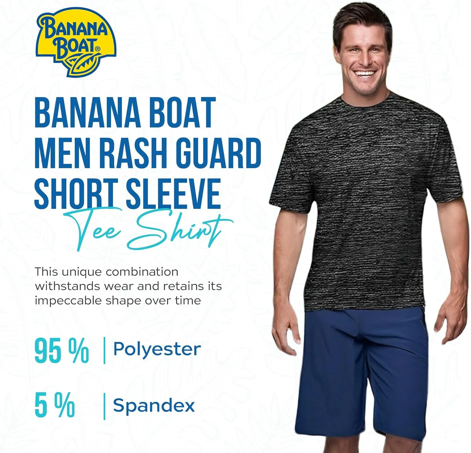 Banana Boat Men Rash Guard Short Sleeve tee Shirt for Men | Waterproof | UPF 50  | UV Protection | Quick-Dry