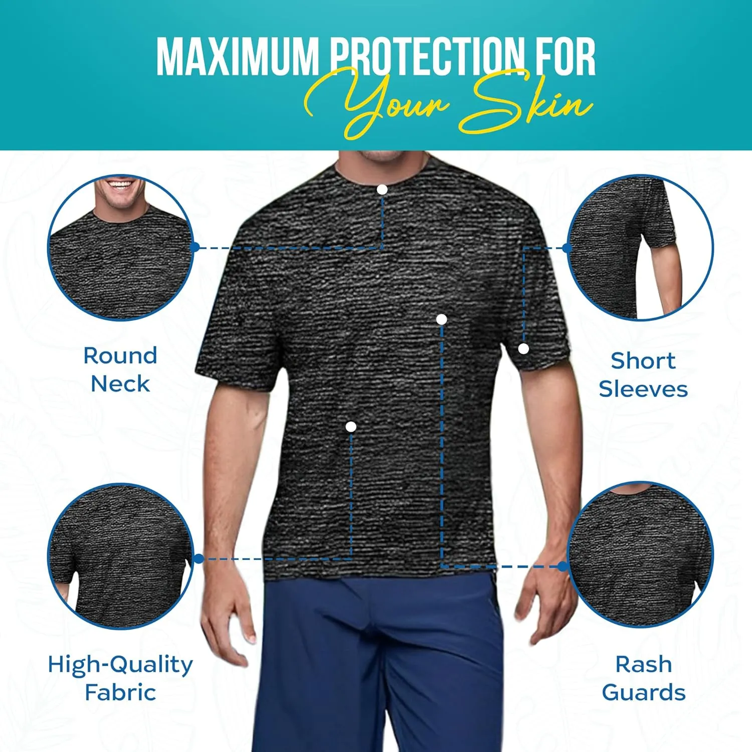Banana Boat Men Rash Guard Short Sleeve tee Shirt for Men | Waterproof | UPF 50  | UV Protection | Quick-Dry