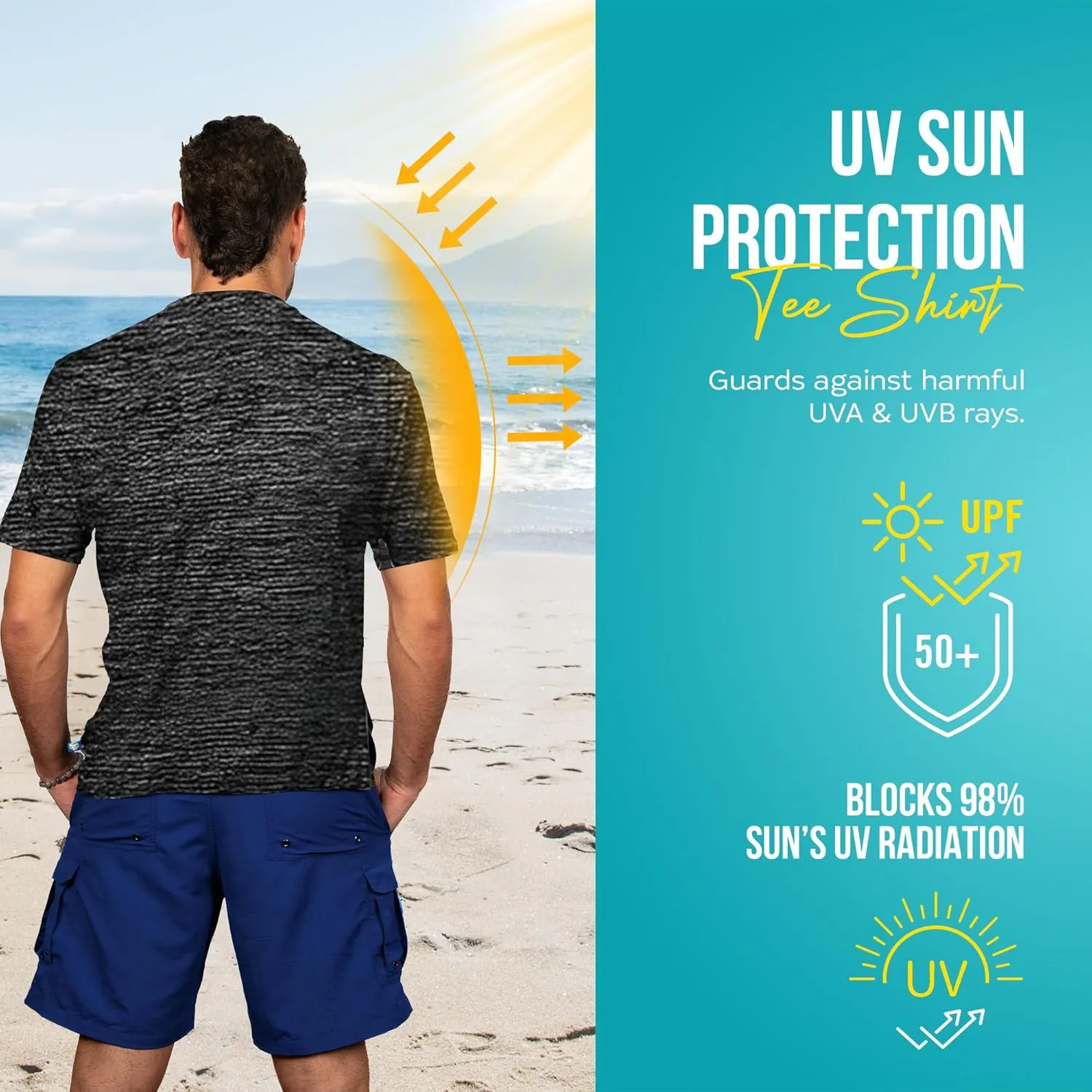 Banana Boat Men Rash Guard Short Sleeve tee Shirt for Men | Waterproof | UPF 50  | UV Protection | Quick-Dry