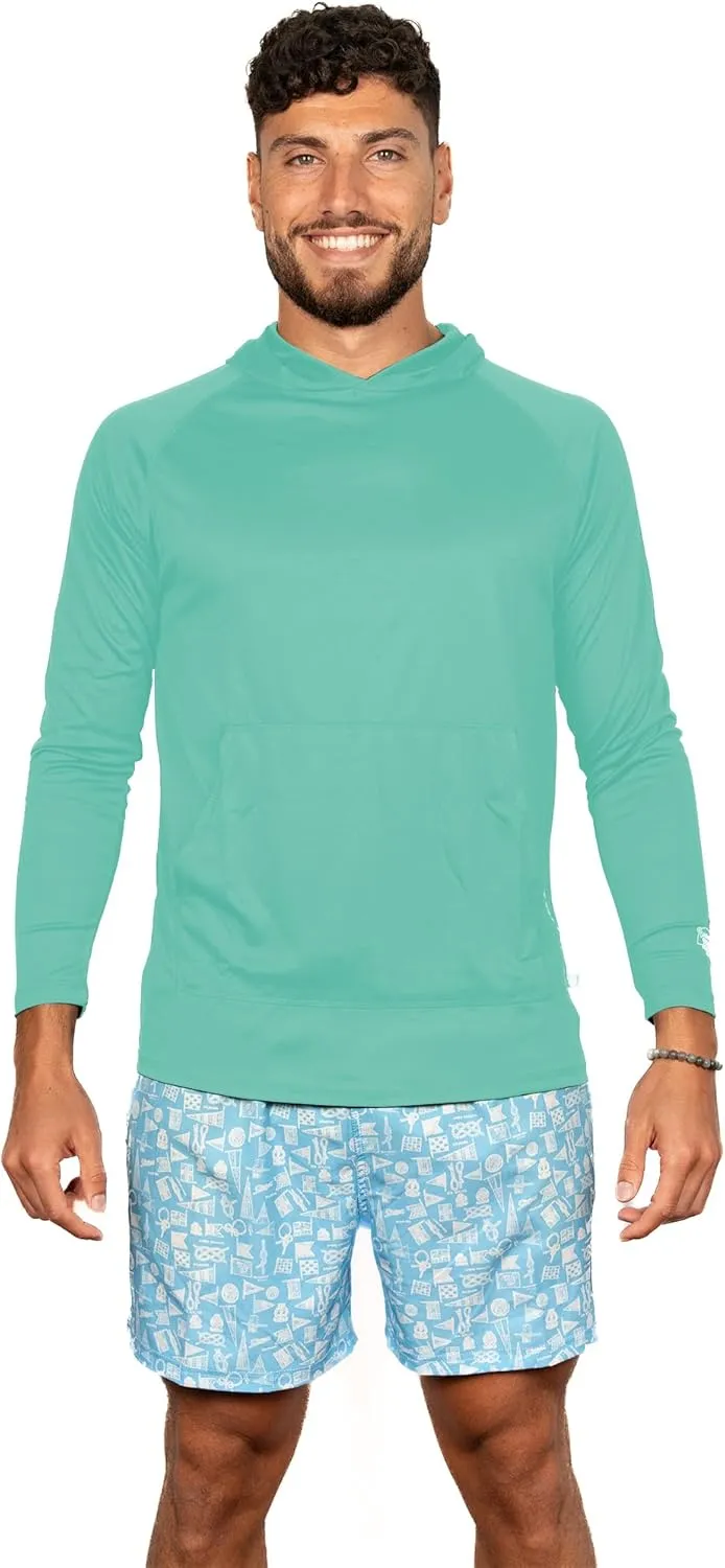 Banana Boat Men's Rash Guard Long Sleeve tee Shirt Hoodie for Men 100% Polyester Shirt | Waterproof | UV Protection UPF 50  | Seafoam | Large