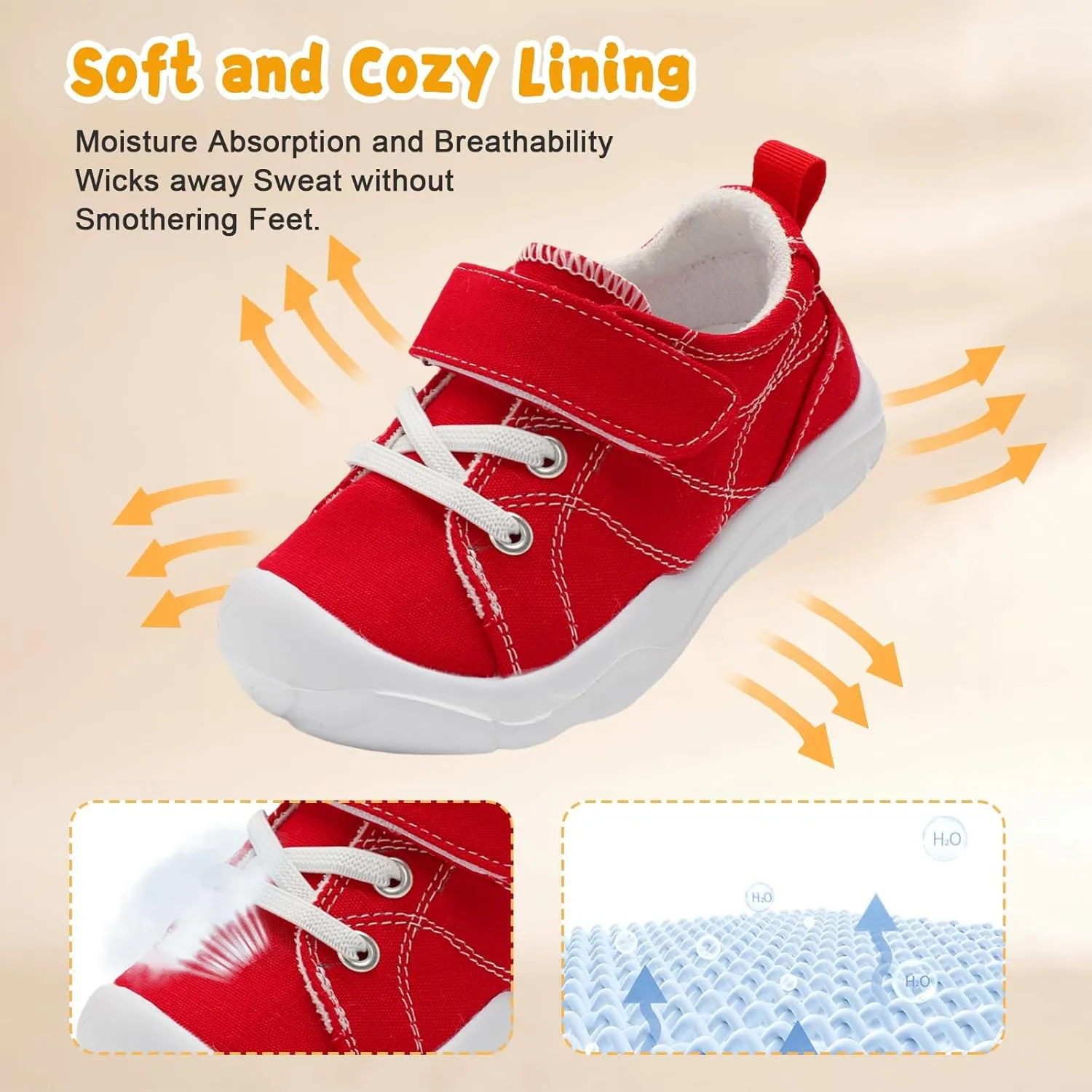 BARERUN Kids Canvas Shoes Running Shoes for Girls Boys Wide Toe Box Barefoot Toddler Sneakers Girls Boys School Shoes Non-Slip Toddler Tennis Shoes