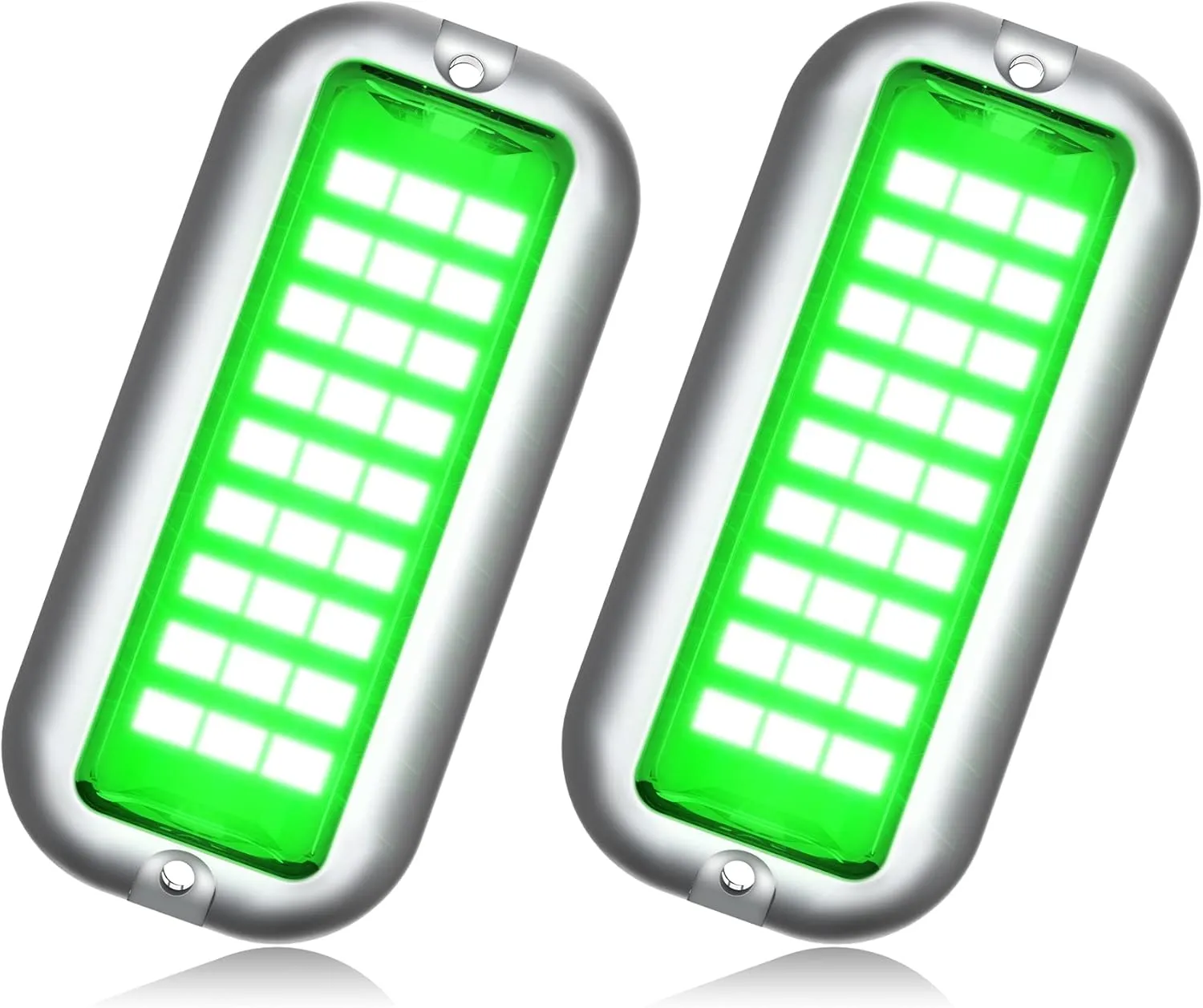 BASIKER BS1 Marine LED Boat Light (2x1200LM 27LED), 10-36V, 316 Stainless Steel, IP68, Air or Underwater, Surface Mount Designed for Cruise Ships, Yachts, Boats, Sailboat, Pontoon, Transom (Green)