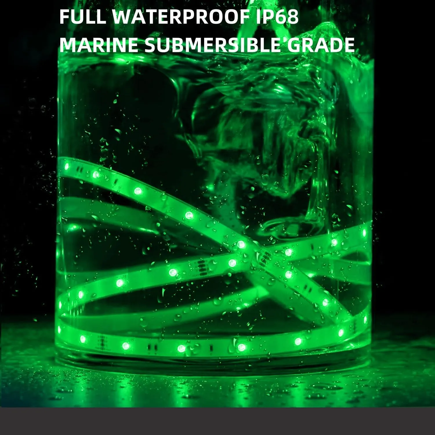 Battery Operated Marine Submersible Boat Lights Strip, 2 Pcs 8FT 9V IP68 RGB Kayak Paddleboard Lights, Boat Interior Deck Courtesy Light for Fishing Golf Cart, Bathroom Shower Bathtub Spa Vanity Light
