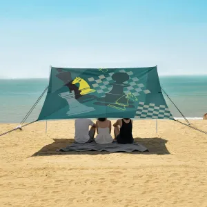 Beach Shade Tent with UPF50  UV Protection,Abstract Chess Pieces Lightweight Camping Sun Shelter for Outdoor,Camping Trips, Fishing, Backyard,Picnics,Easy Set Up and Carry 9x10.5 FT