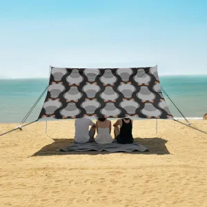 Beach Shade Tent with UPF50  UV Protection,Dove Grey Pattern Seamless Lightweight Camping Sun Shelter for Outdoor,Camping Trips, Fishing, Backyard,Picnics,Easy Set Up and Carry 9x10.5 FT