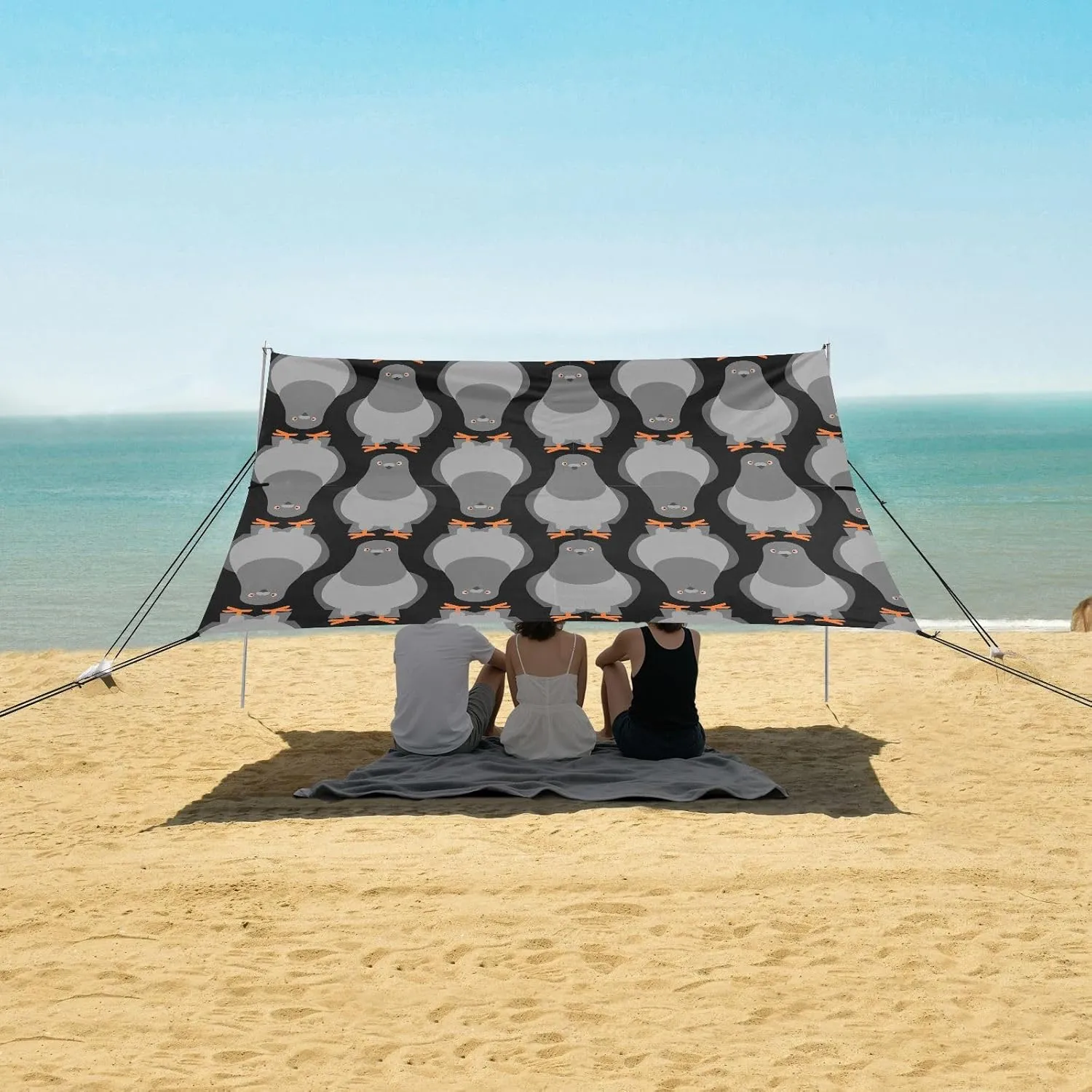 Beach Shade Tent with UPF50  UV Protection,Dove Grey Pattern Seamless Lightweight Camping Sun Shelter for Outdoor,Camping Trips, Fishing, Backyard,Picnics,Easy Set Up and Carry 9x10.5 FT
