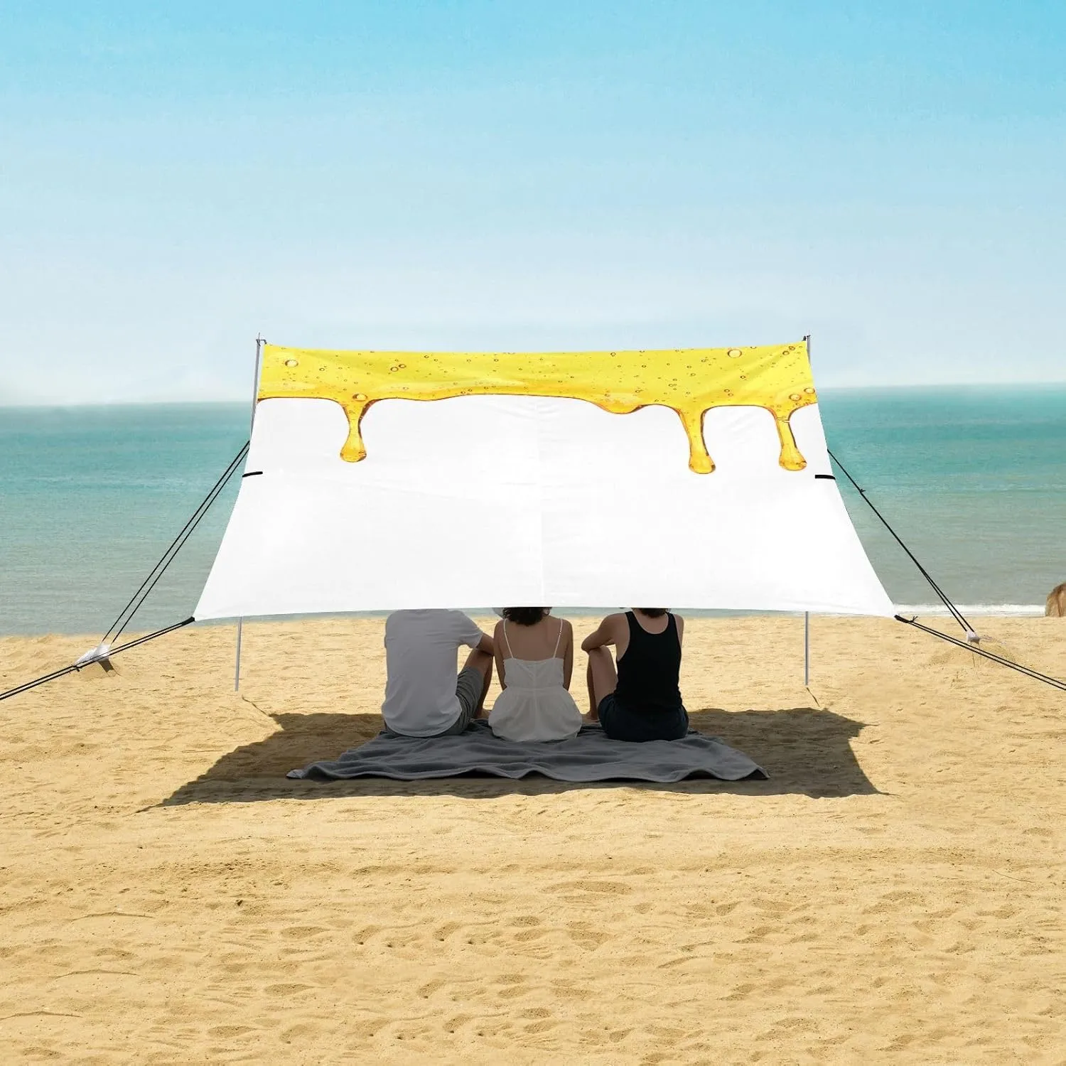 Beach Shade Tent with UPF50  UV Protection,Honey Stain Lightweight Camping Sun Shelter for Outdoor,Camping Trips, Fishing, Backyard,Picnics,Easy Set Up and Carry 9x10.5 FT