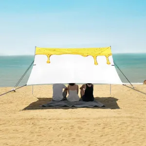 Beach Shade Tent with UPF50  UV Protection,Honey Stain Lightweight Camping Sun Shelter for Outdoor,Camping Trips, Fishing, Backyard,Picnics,Easy Set Up and Carry 9x10.5 FT