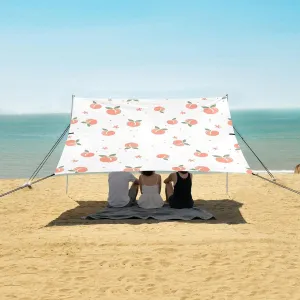 Beach Shade Tent with UPF50  UV Protection,Pink Peach with Green Leaves Lightweight Camping Sun Shelter for Outdoor,Camping Trips, Fishing, Backyard,Picnics,Easy Set Up and Carry 9x10.5 FT