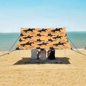 Beach Shade Tent with UPF50  UV Protection,Sports Horses and Riders Retro Lightweight Camping Sun Shelter for Outdoor,Camping Trips, Fishing, Backyard,Picnics,Easy Set Up and Carry 9x10.5 FT