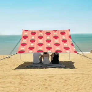 Beach Shade Tent with UPF50  UV Protection,Summer Strawberry Pattern Lightweight Camping Sun Shelter for Outdoor,Camping Trips, Fishing, Backyard,Picnics,Easy Set Up and Carry 9x10.5 FT