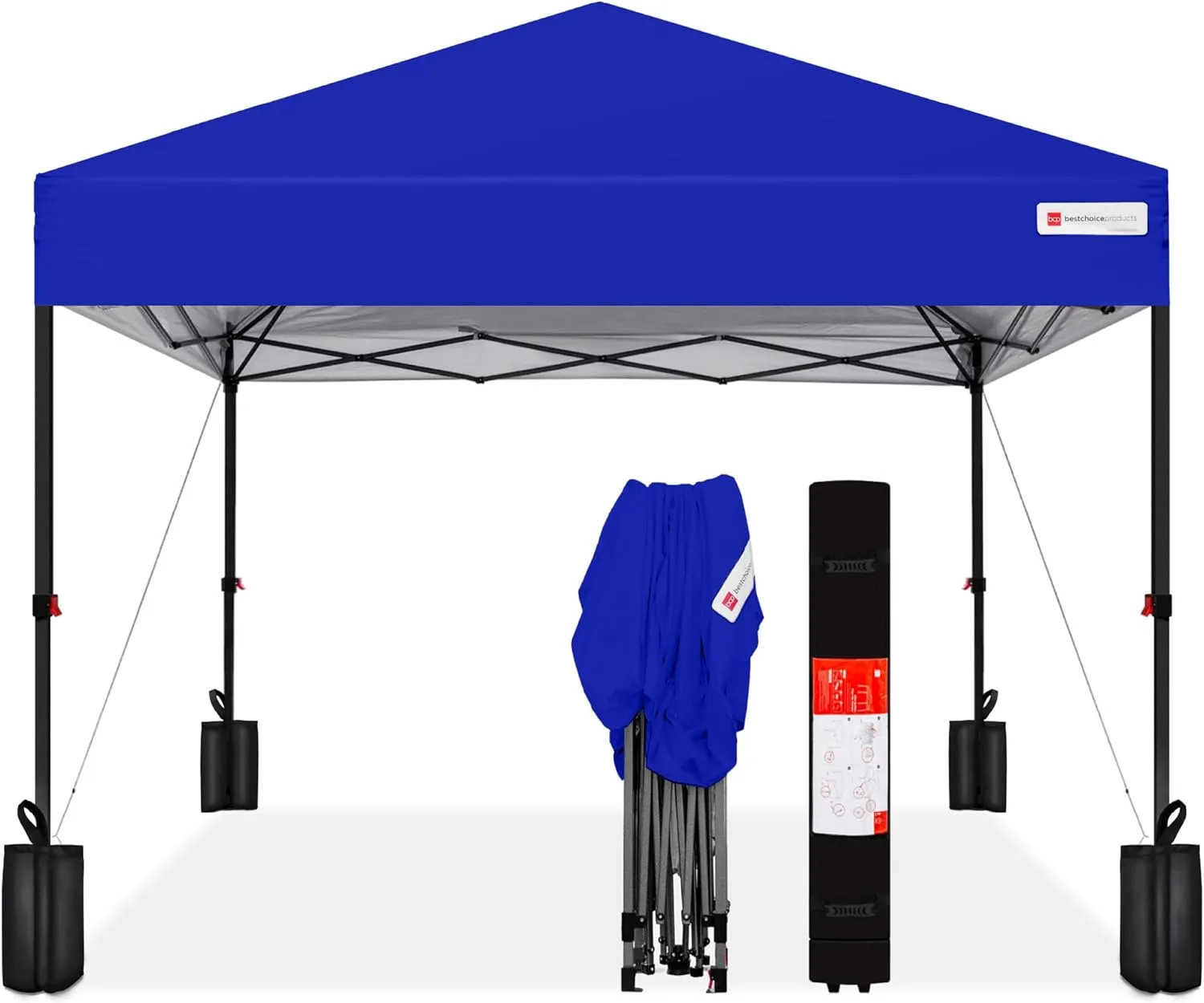 Best Choice Products 10x10ft 1-Person Setup Pop Up Canopy Tent Instant Portable Shelter w/ 1-Button Push, Case, 4 Weight Bags - Resort Blue