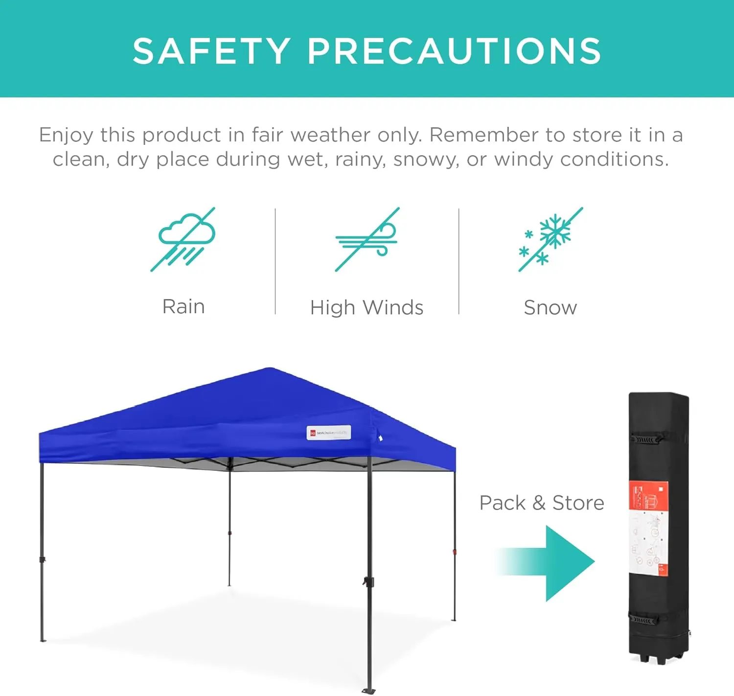 Best Choice Products 10x10ft 1-Person Setup Pop Up Canopy Tent Instant Portable Shelter w/ 1-Button Push, Case, 4 Weight Bags - Resort Blue