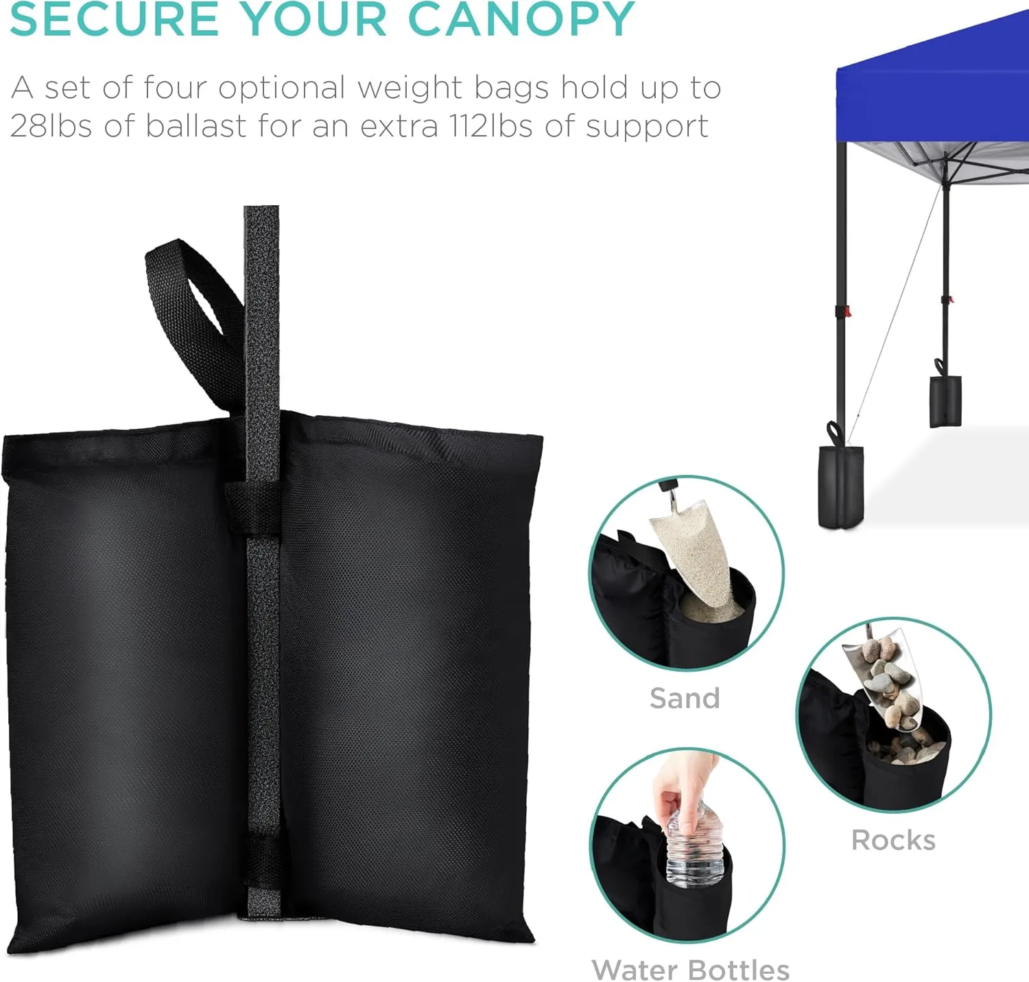 Best Choice Products 10x10ft 1-Person Setup Pop Up Canopy Tent Instant Portable Shelter w/ 1-Button Push, Case, 4 Weight Bags - Resort Blue